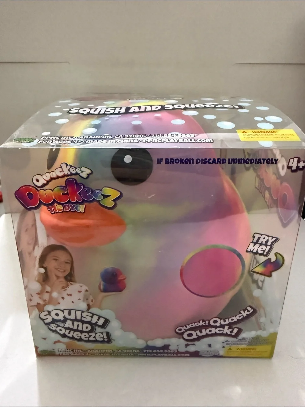 Quackeez Tie Dye Squishy Duck Sensory Toy - Multicolor